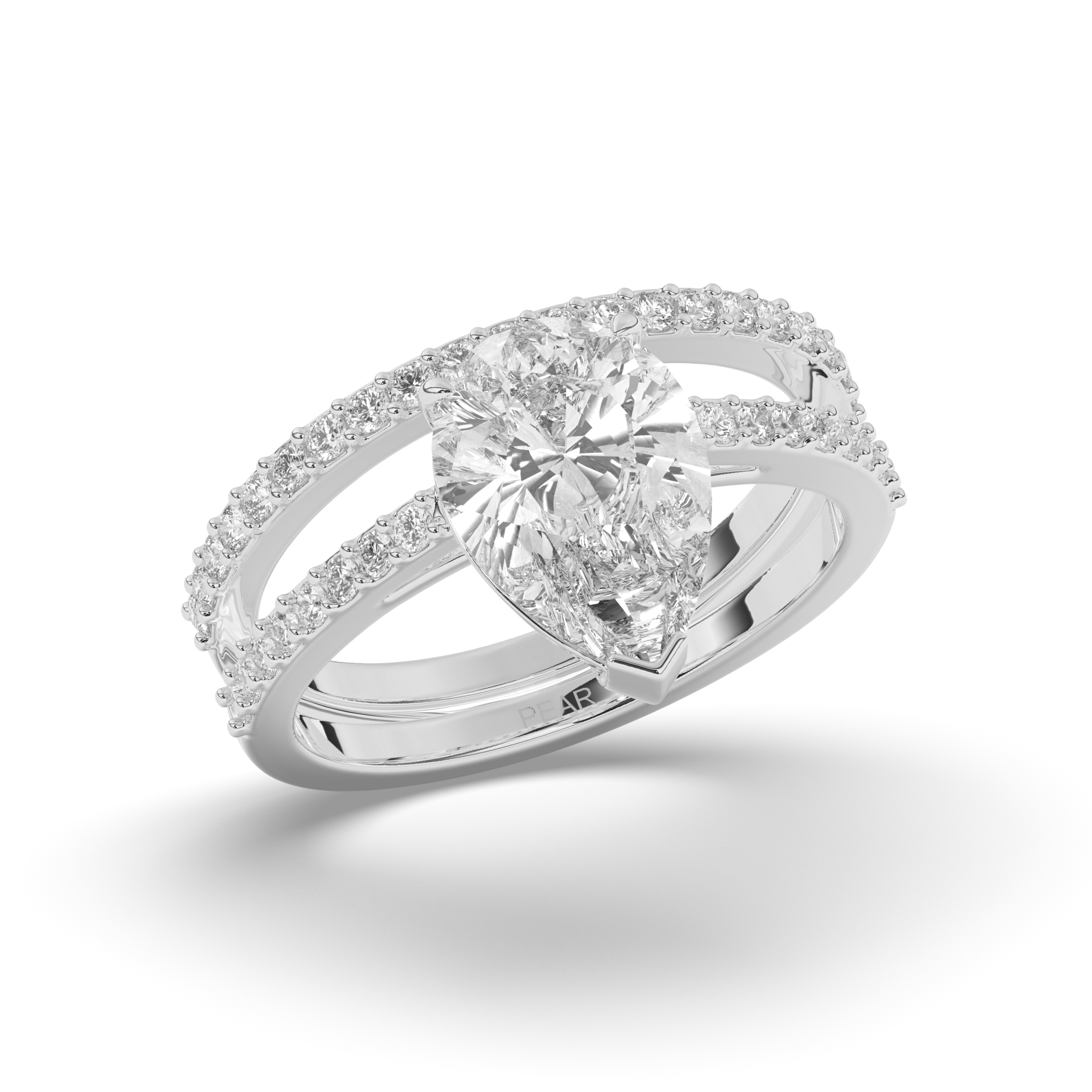 Pear Lab-grown Diamond Parallel Split Wedding Band - Pear Jewels
